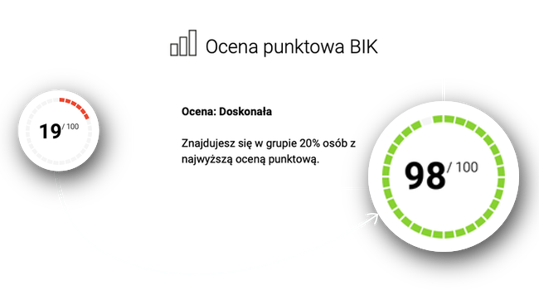 Ocena punktowa BIK - z 19/100 na 98/100